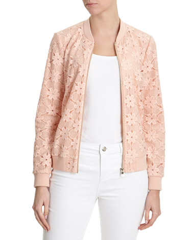 Lace Crepe Bomber Jacket